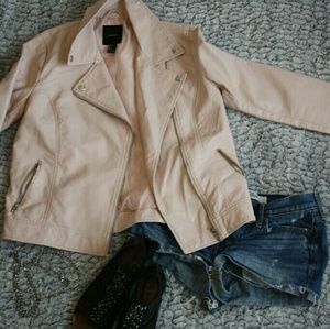 Blush Pink Leather Jacket